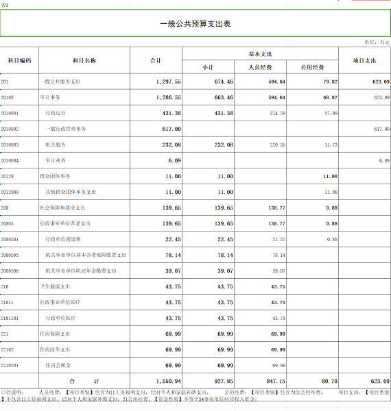 一般公共预算支出情况表