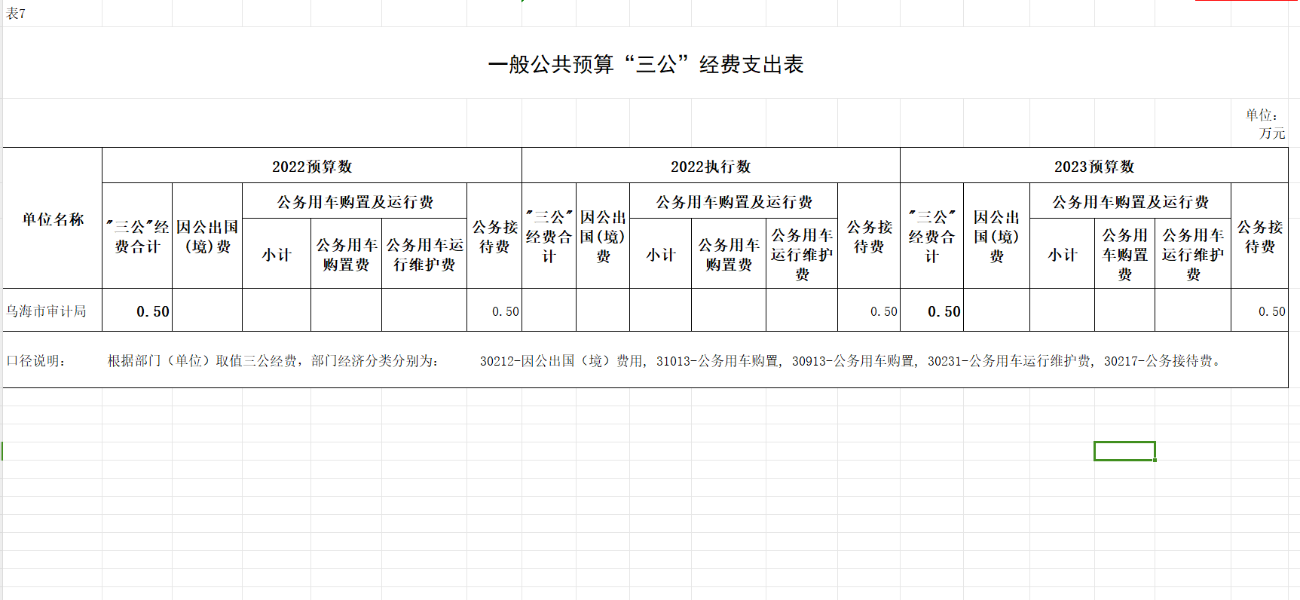 一般公共预算“三公”经费支出情况表