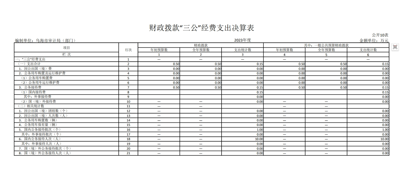 财政拨款“三公”经费支出决算表